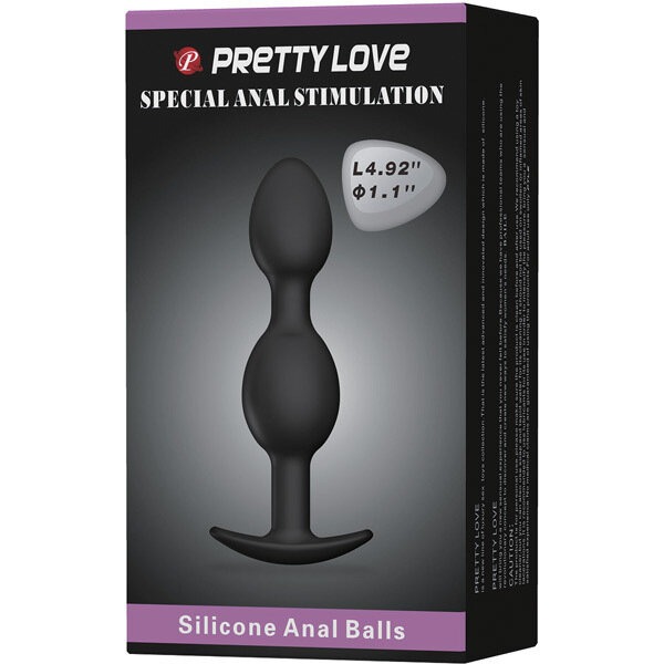 Pretty Love 4.92" Silicone Anal Plug w/Ball - Black