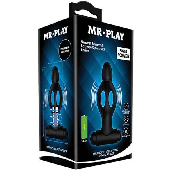 Mr. Play Vibrating Collapsible Anal Plug - Black