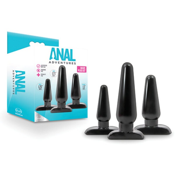 Blush Anal Adventures Basic Plug Kit - Black