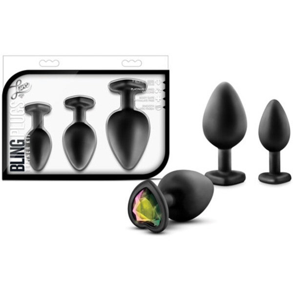 Blush Luxe Bling Plugs Training Kit - Black w/Rainbow Gems