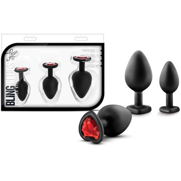 Blush Luxe Bling Plugs Training Kit - Black w/Red Gems