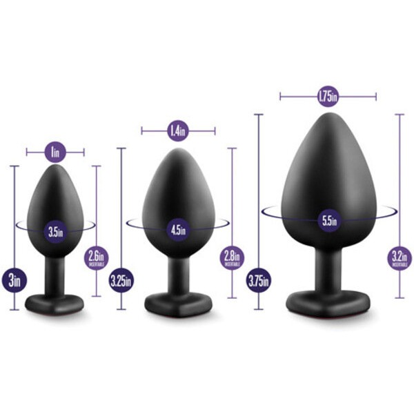 Blush Luxe Bling Plugs Training Kit - Black w/Red Gems