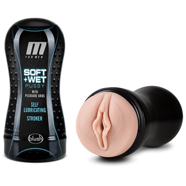 Blush M for Men Soft and Wet Pussy with Pleasure Orbs Self Lubricating Stroker - Vanilla