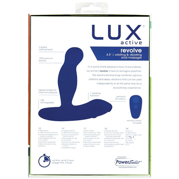 Lux Active Revolve 4.5" Rotating & Vibrating Anal Massager - Dark Blue