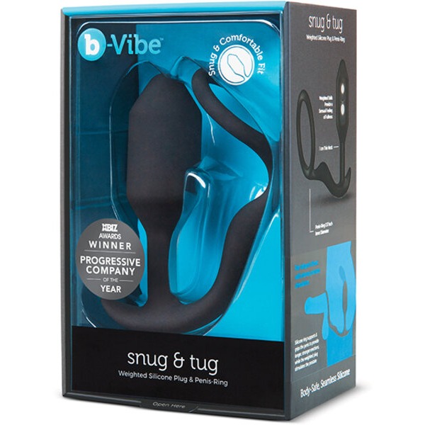 b-Vibe Snug & Tug Weighted Silicone & Penis Ring - 128 g Black
