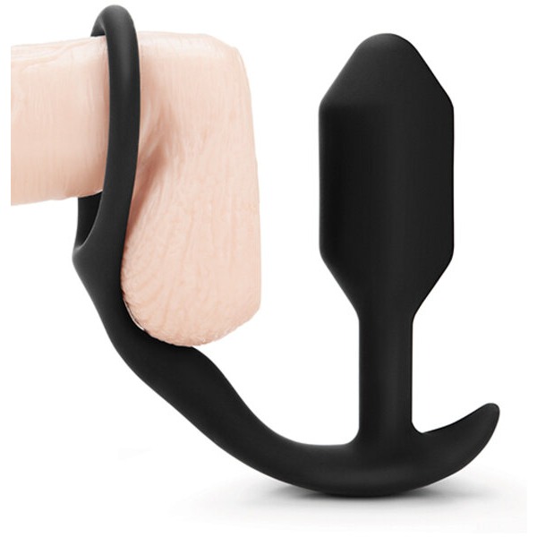b-Vibe Snug & Tug Weighted Silicone & Penis Ring - 128 g Black