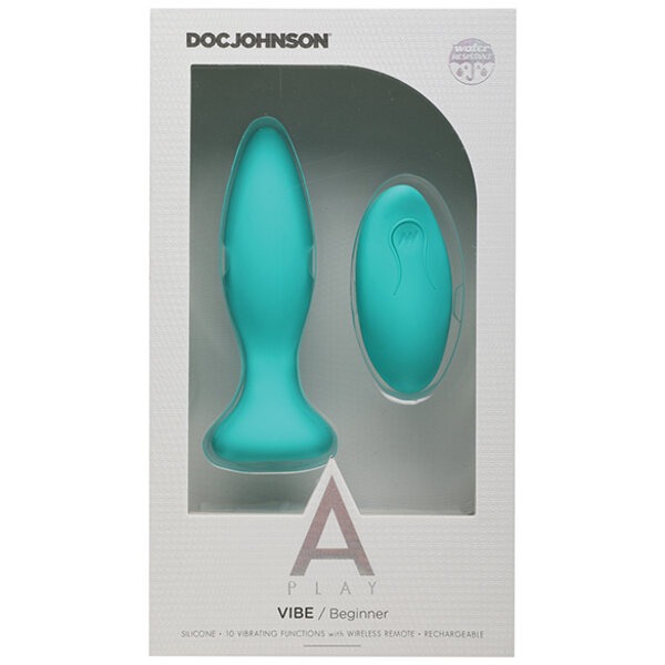 A Play Rechargeable Silicone Beginner Anal Plug w/Remote - Teal