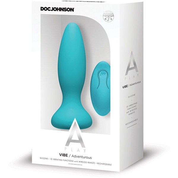 A Play Rechargeable Silicone Adventurous Anal Plug w/Remote - Teal
