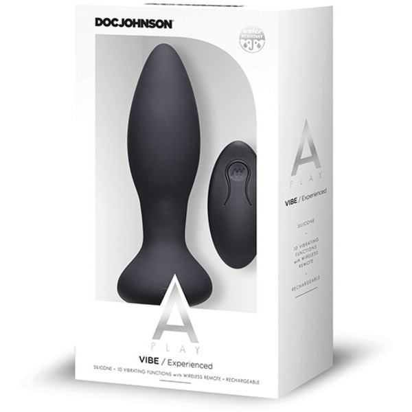 A Play Rechargeable Silicone Experienced Anal Plug w/Remote - Black