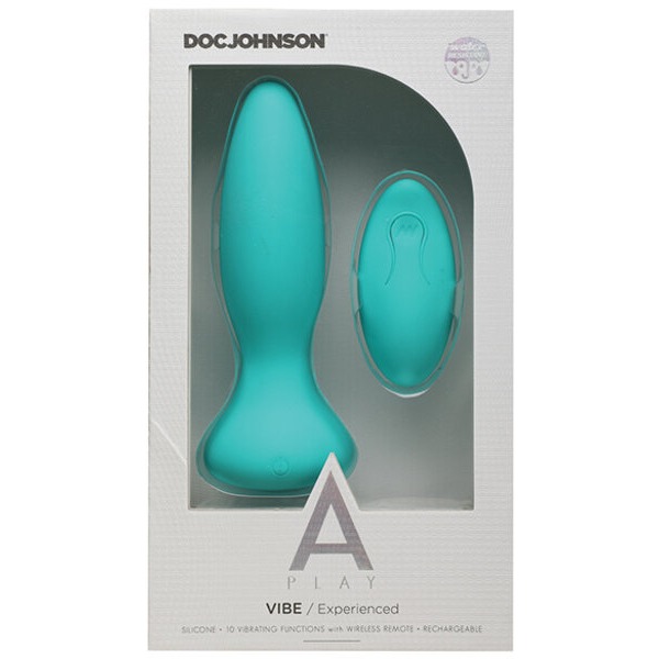 A Play Rechargeable Silicone Experienced Anal Plug w/Remote - Teal