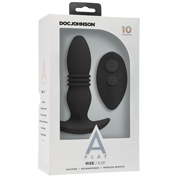 A Play Rise Rechargeable Silicone Anal Plug w/Remote - Black