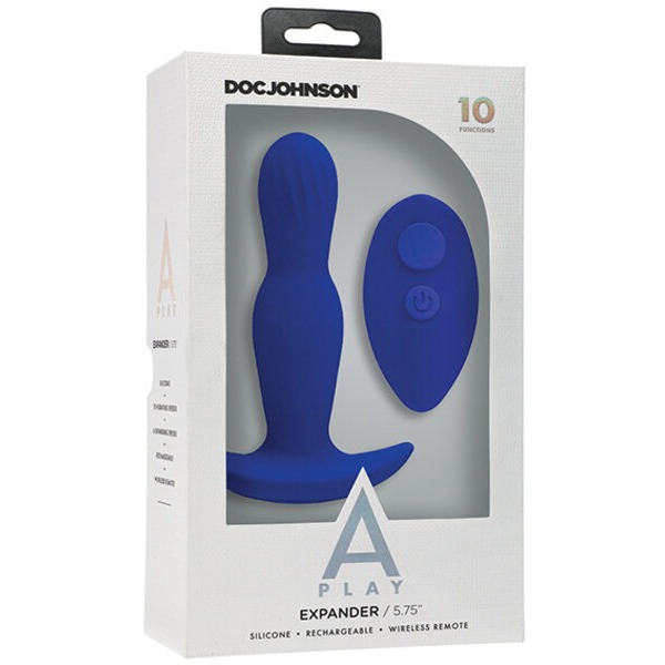 A Play Expander Rechargeable Silicone Anal Plug w/Remote - Royal Blue
