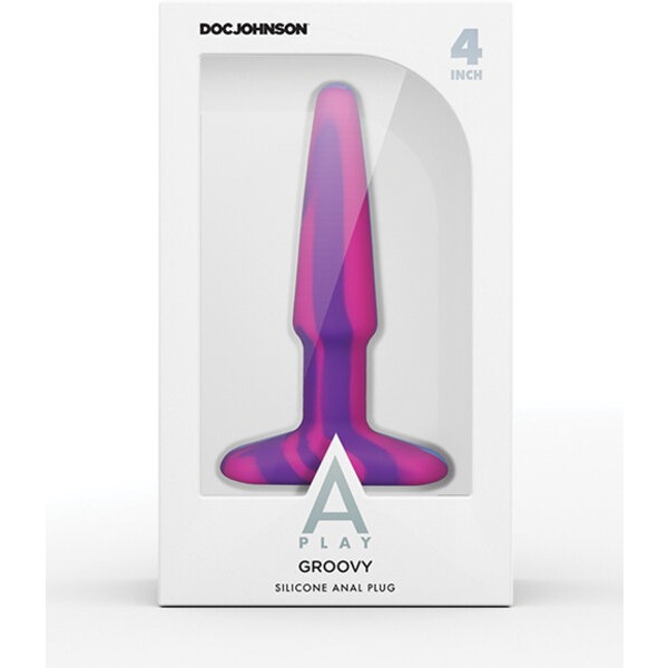 A Play 4" Goovy Silicone Anal Plug - Multicolor/Pink