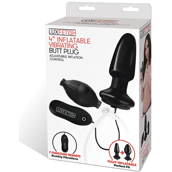 Lux Fetish 4" Inflatable Vibrating Butt Plug
